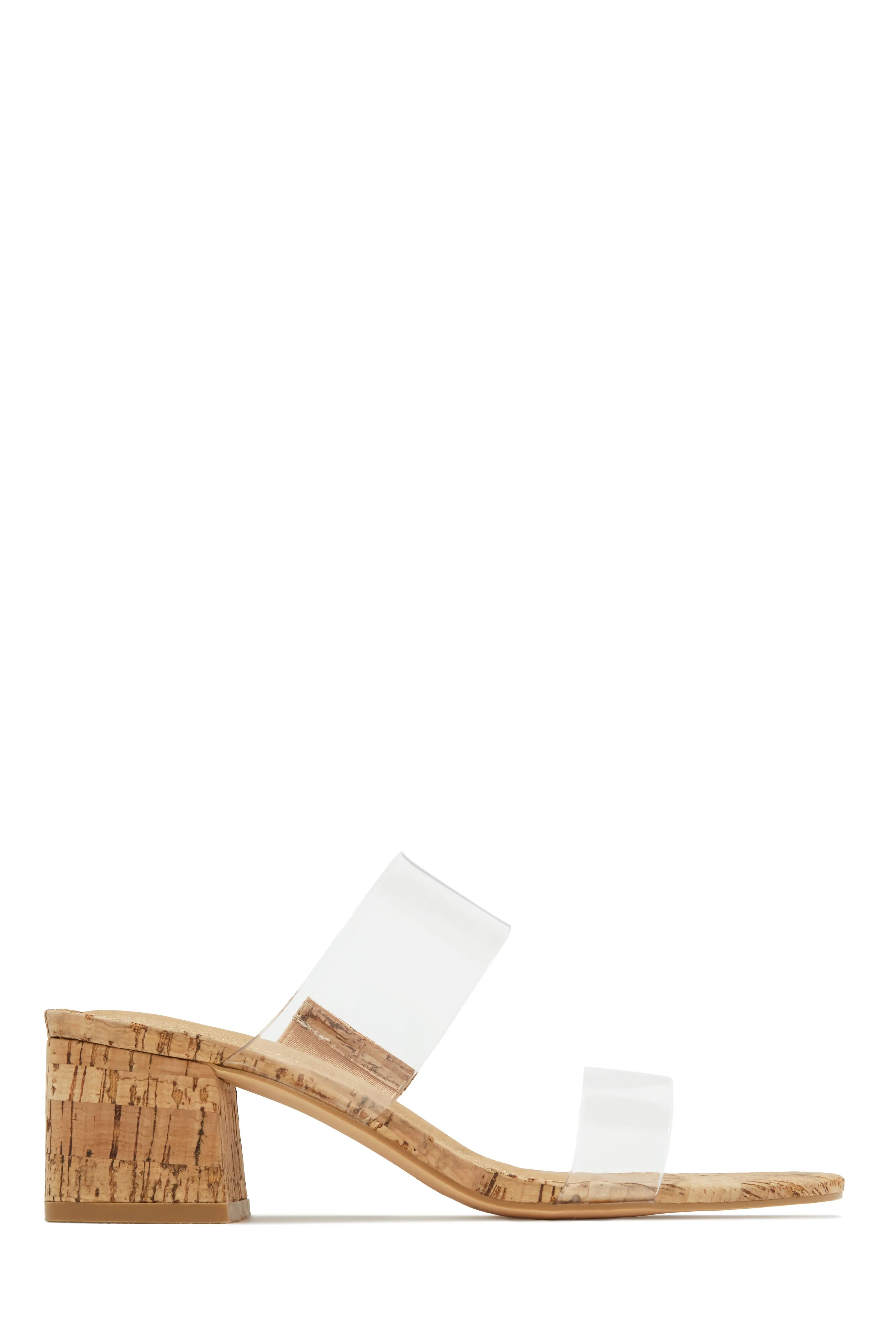 Yara Clear Strap Block Mid Heel Mules - Black