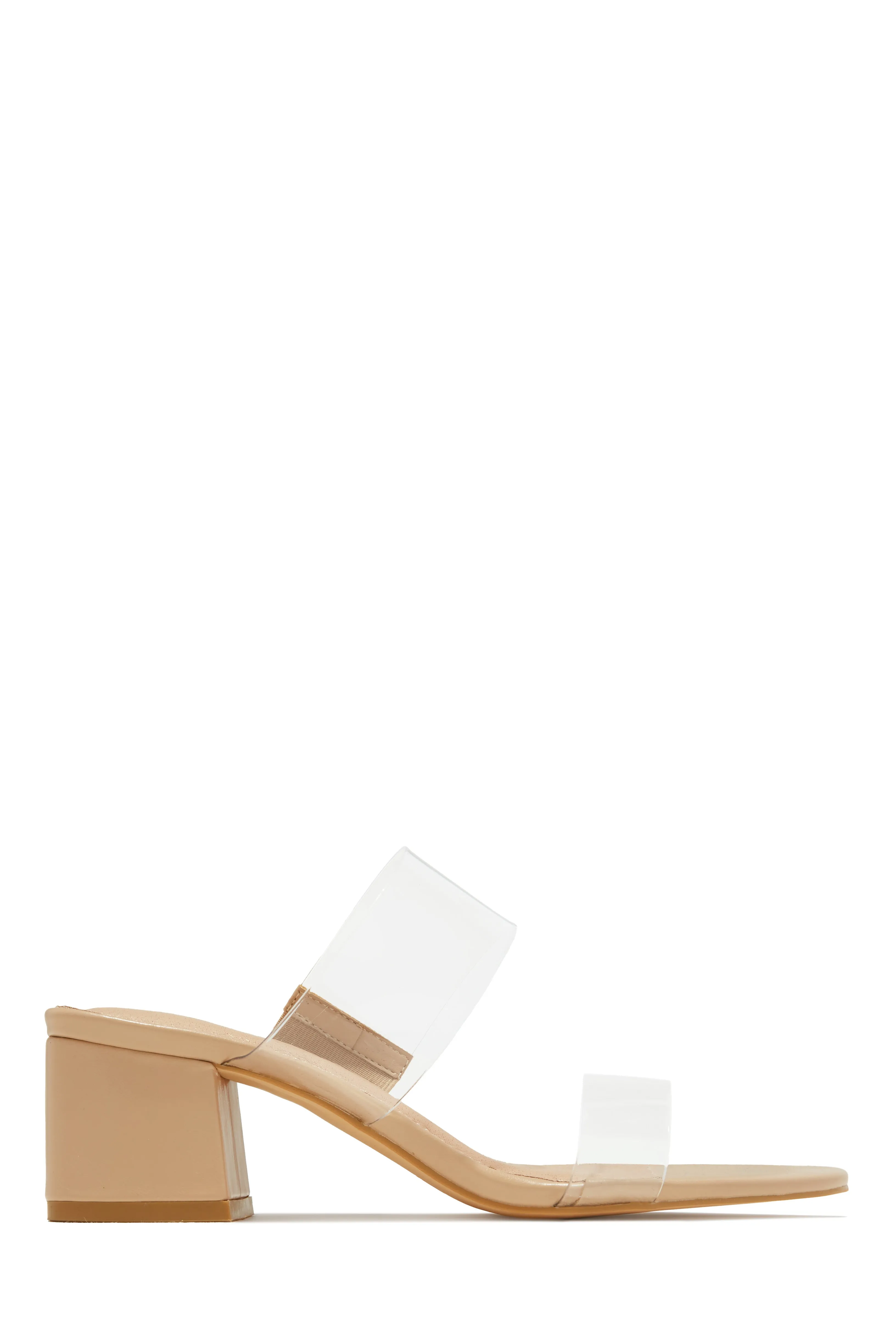 Yara Clear Strap Block Mid Heel Mules - Black
