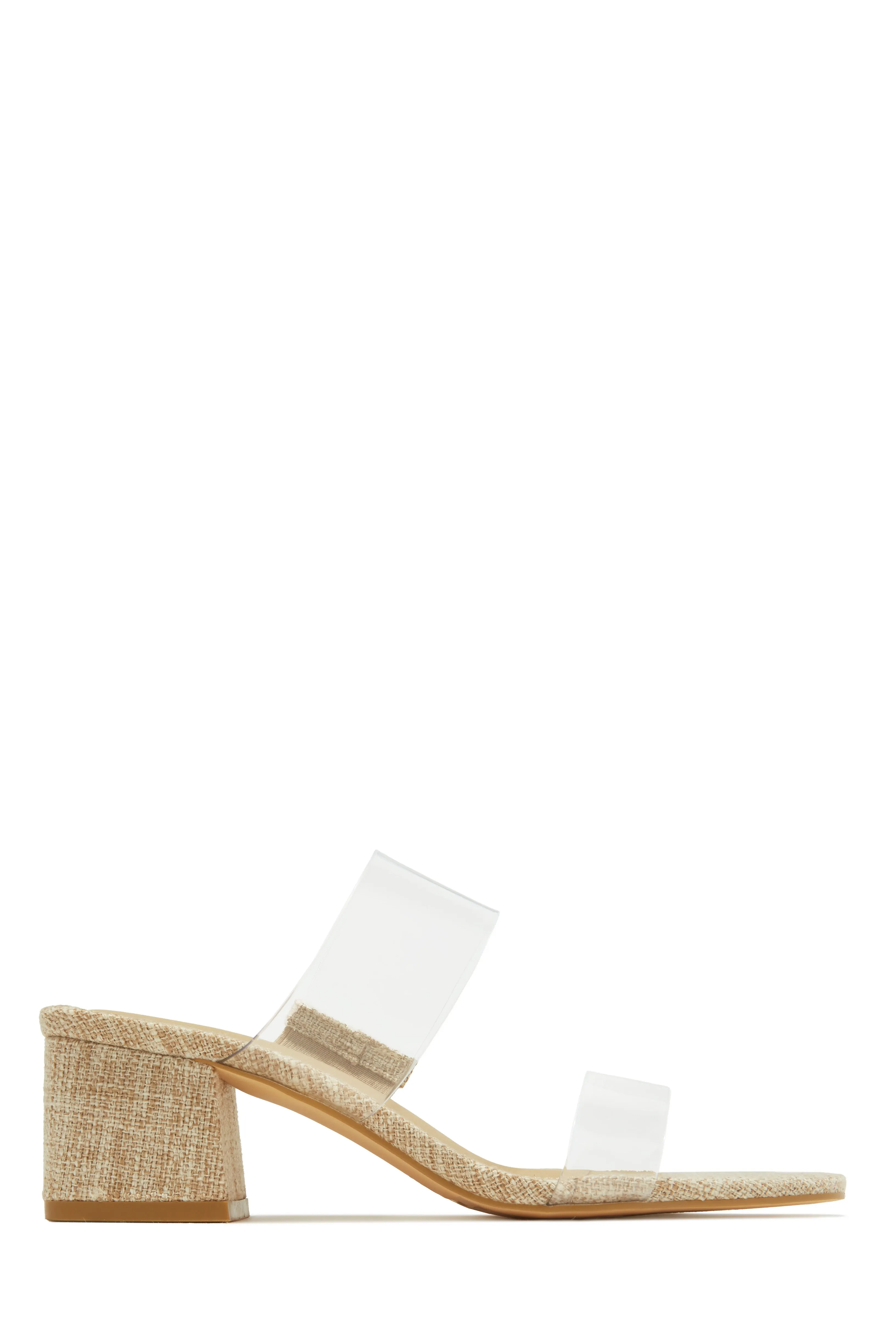 Yara Clear Strap Block Mid Heel Mules - Black
