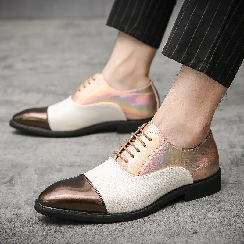 YRL Men's Multi Color Pantent Leather Oxfords
